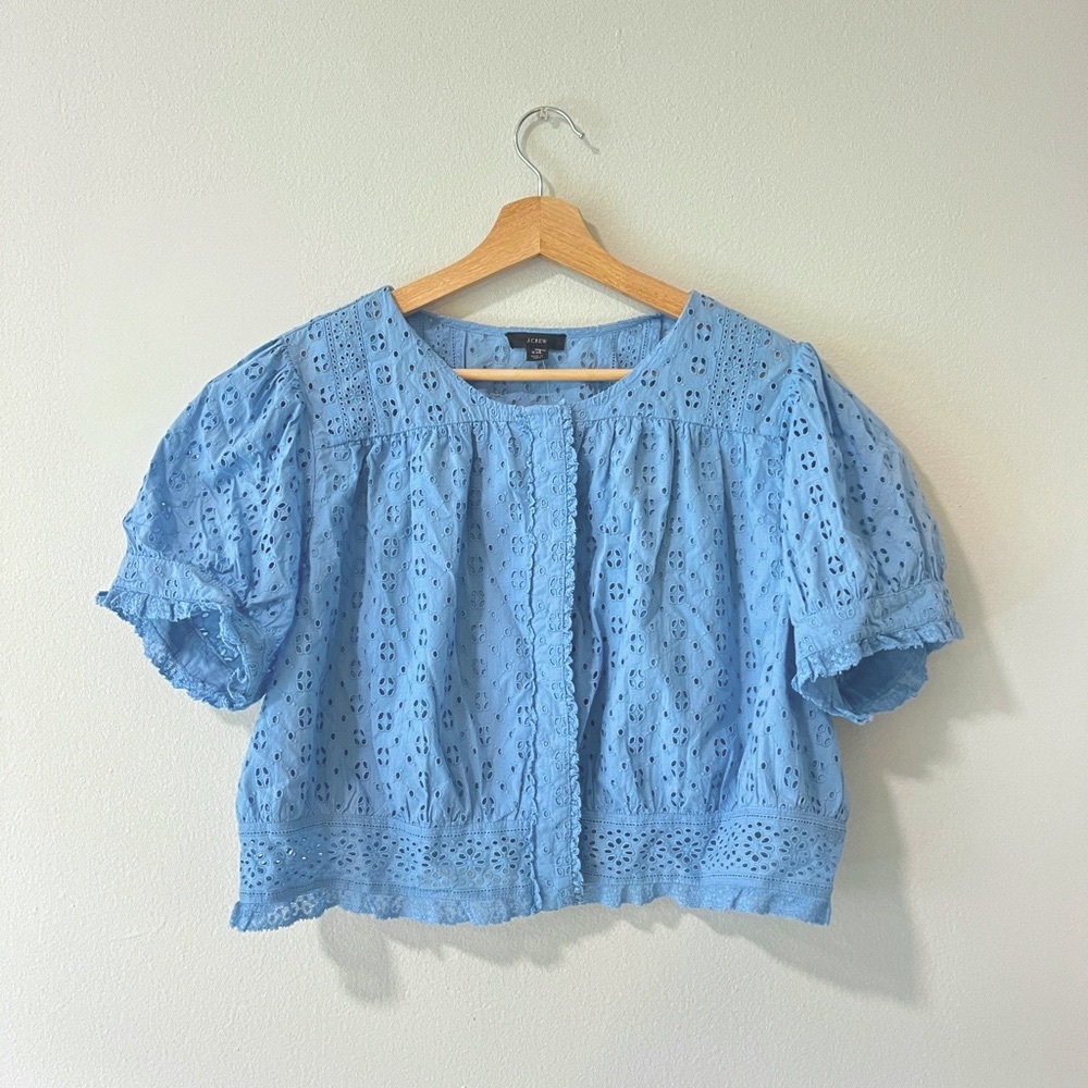 J. Crew cerulean blue lace eyelet top XXL